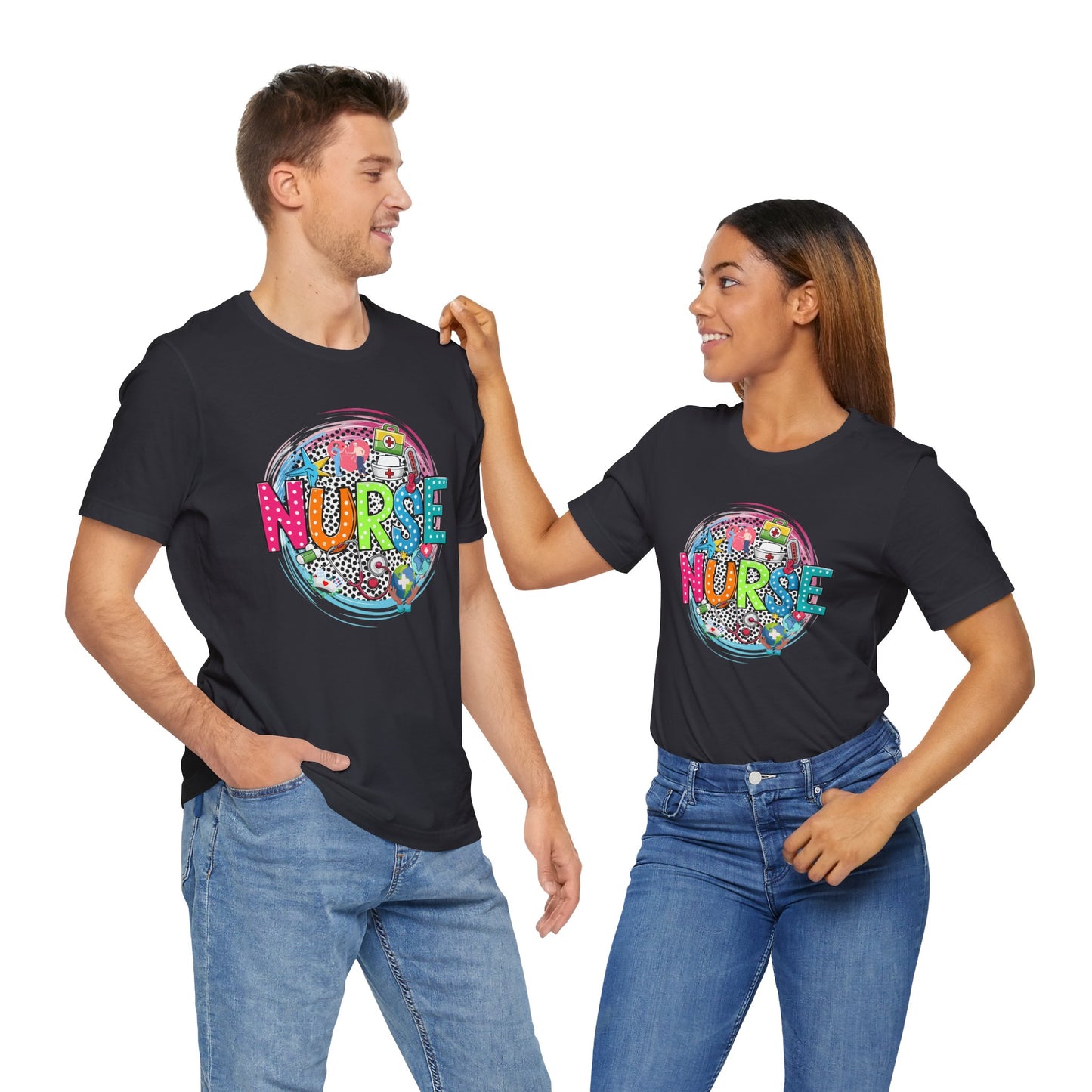 Colorful Nurse Short Sleeve Tee - Perfect Gift for Healthcare Professionals