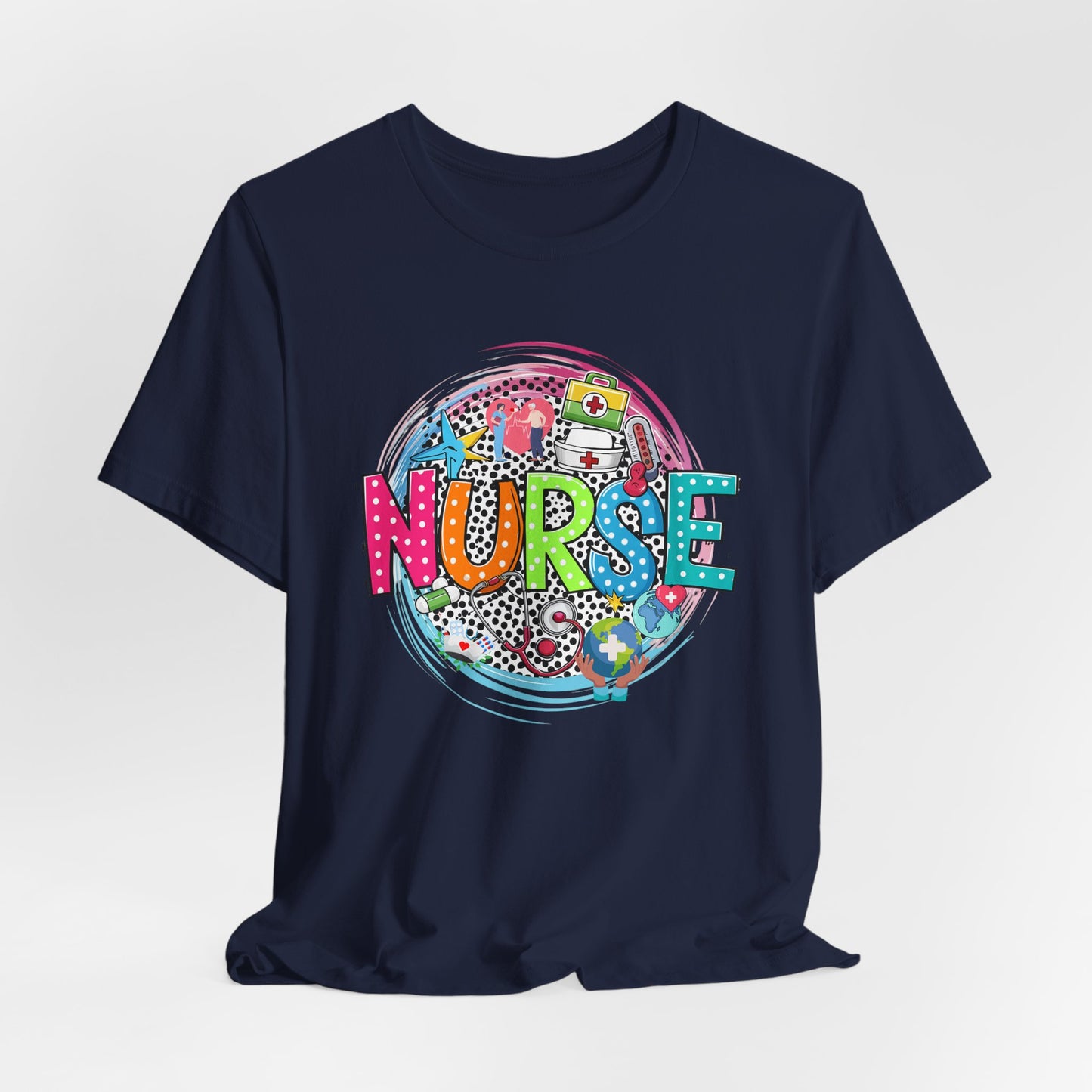 Colorful Nurse Short Sleeve Tee - Perfect Gift for Healthcare Professionals