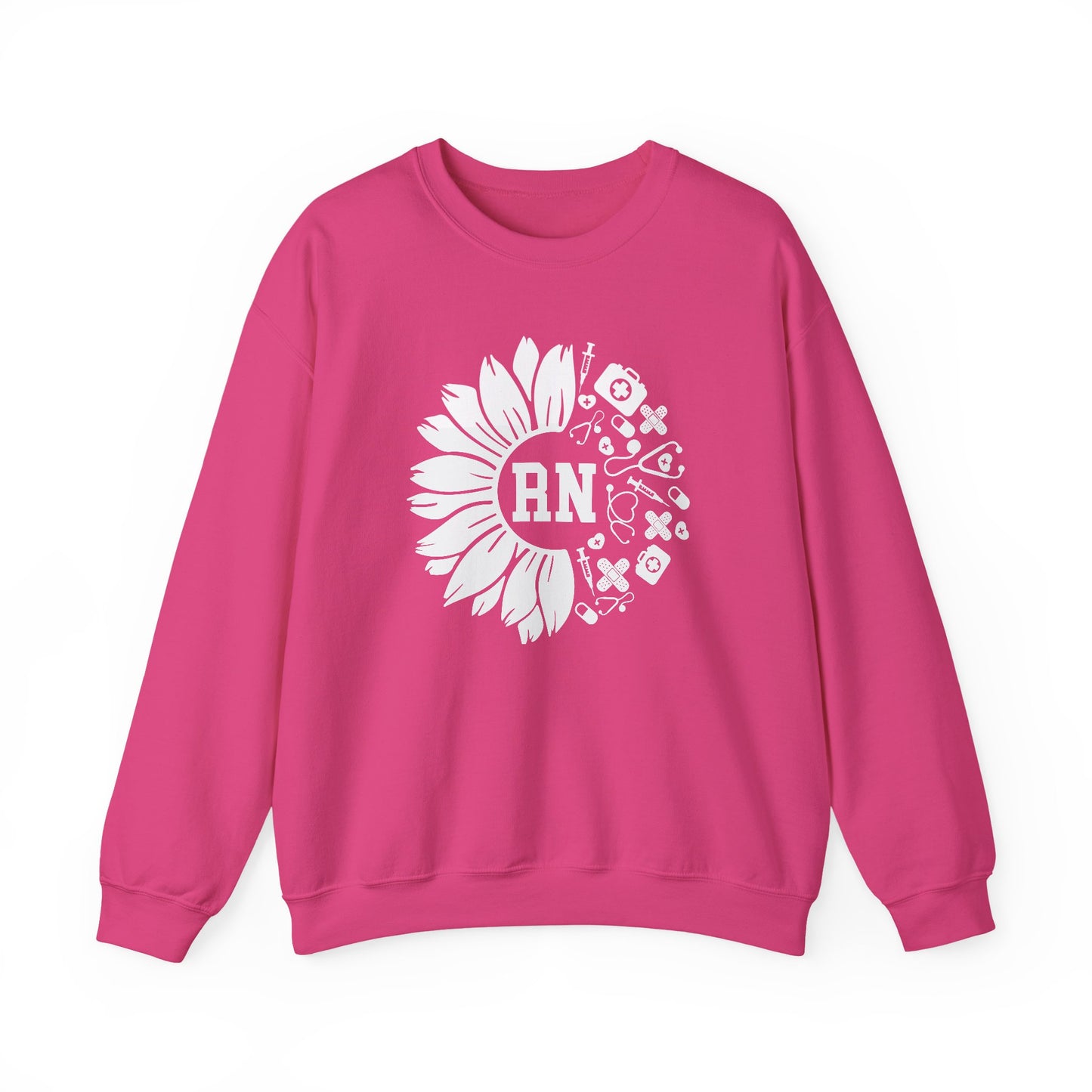 Floral RN Nurse Sweatshirt - Unisex Heavy Blend™ Crewneck