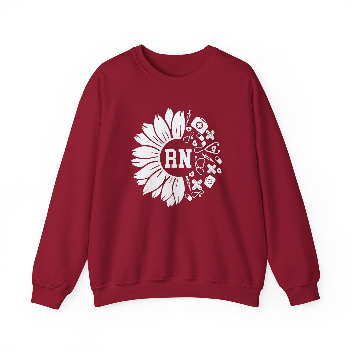 Floral RN Nurse Sweatshirt - Unisex Heavy Blend™ Crewneck