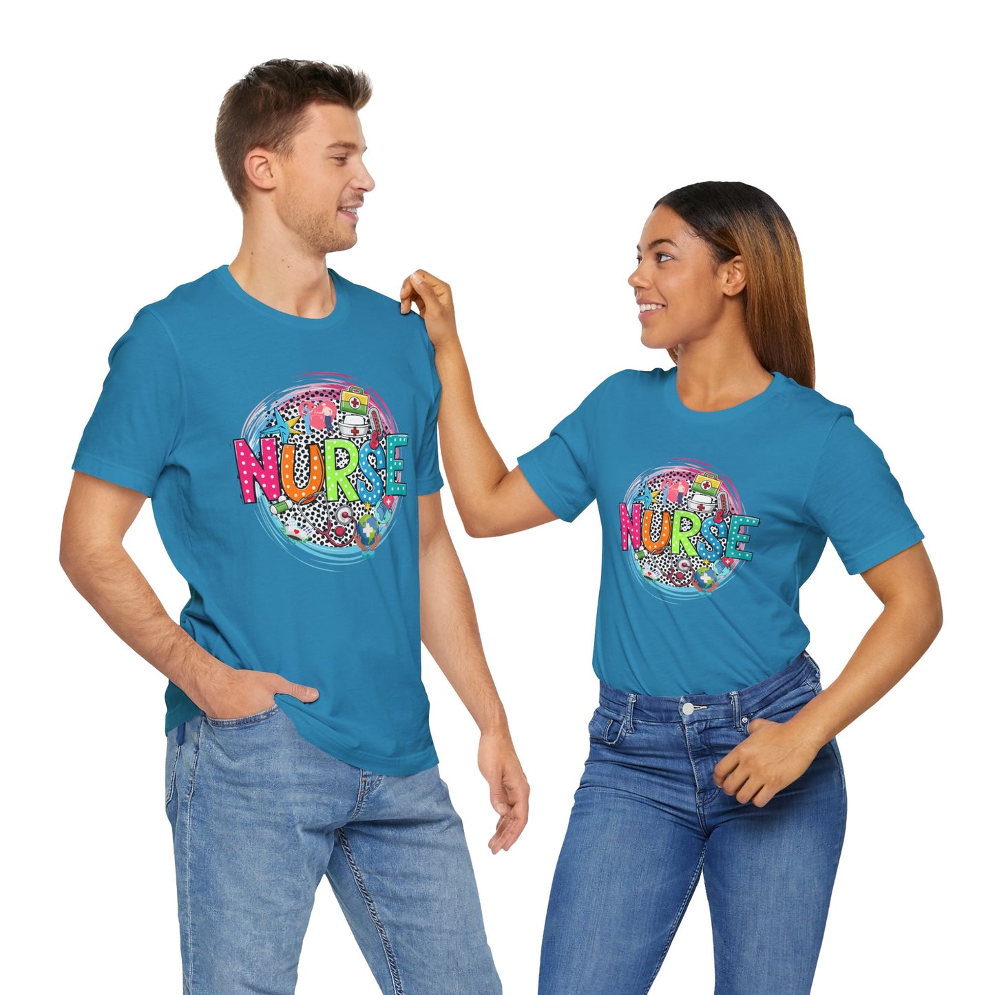 Colorful Nurse Short Sleeve Tee - Perfect Gift for Healthcare Professionals