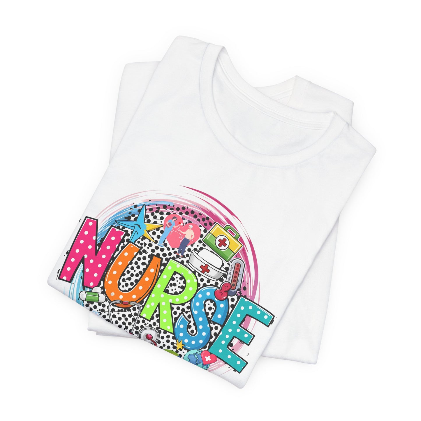 Colorful Nurse Short Sleeve Tee - Perfect Gift for Healthcare Professionals