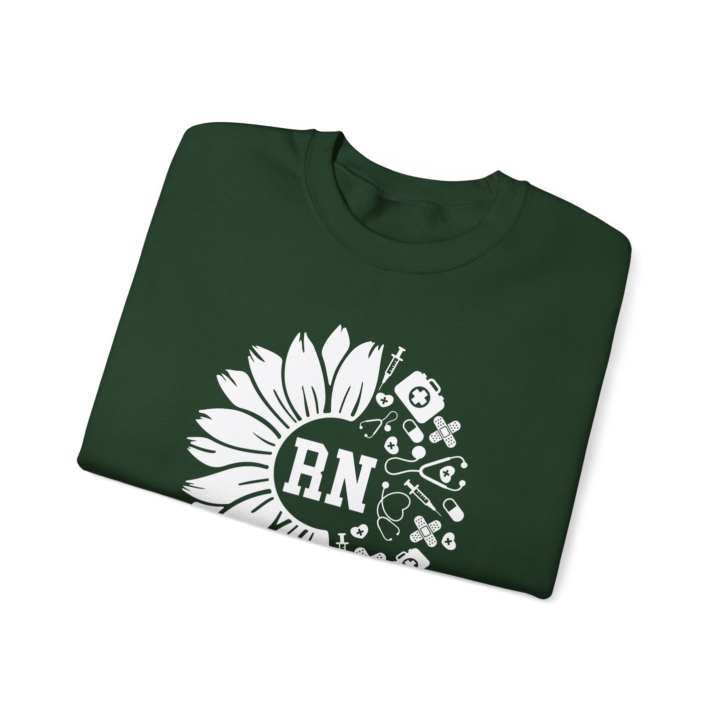 Floral RN Nurse Sweatshirt - Unisex Heavy Blend™ Crewneck