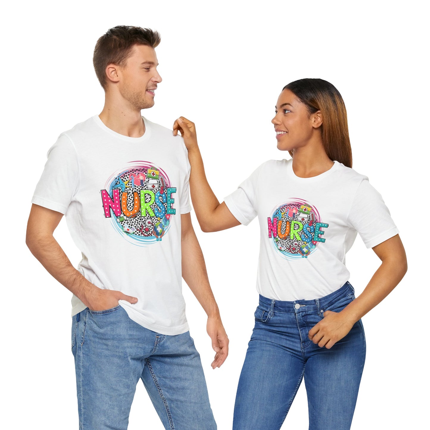 Colorful Nurse Short Sleeve Tee - Perfect Gift for Healthcare Professionals