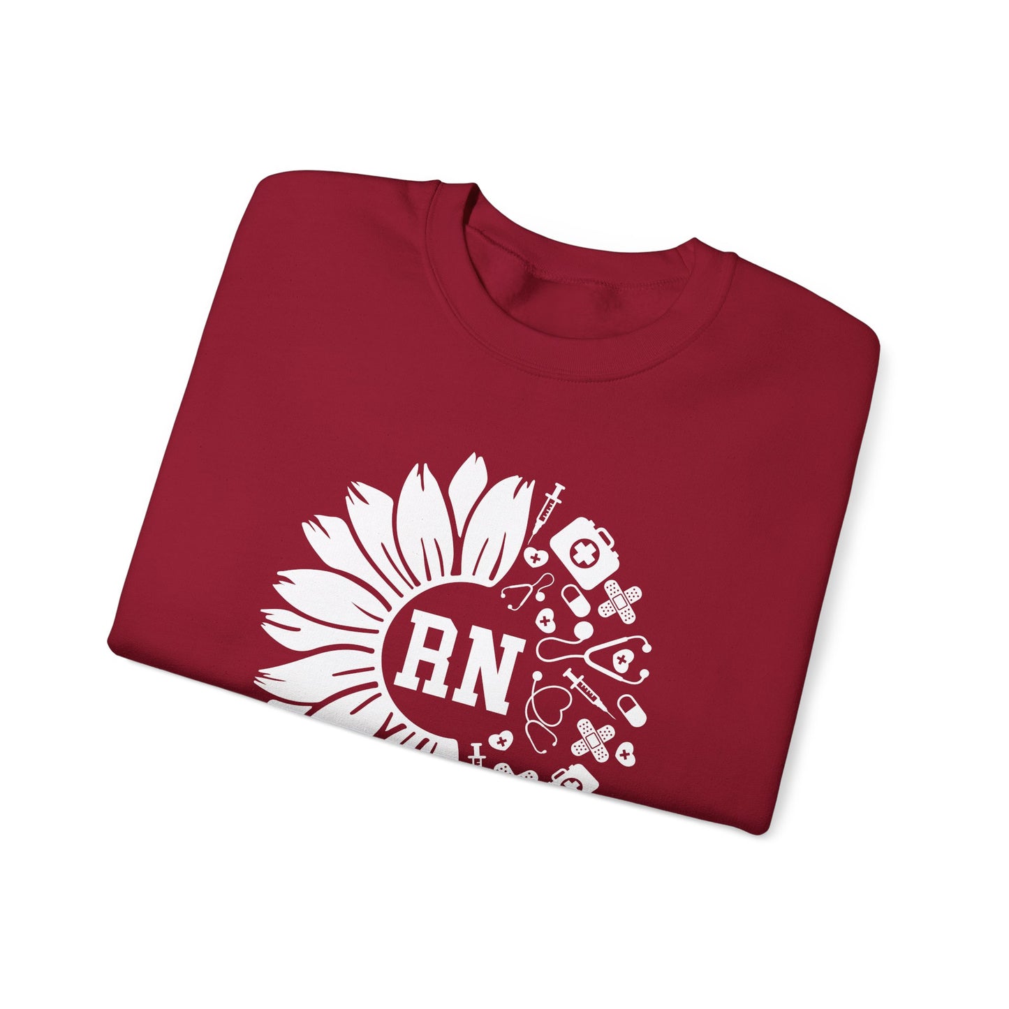 Floral RN Nurse Sweatshirt - Unisex Heavy Blend™ Crewneck
