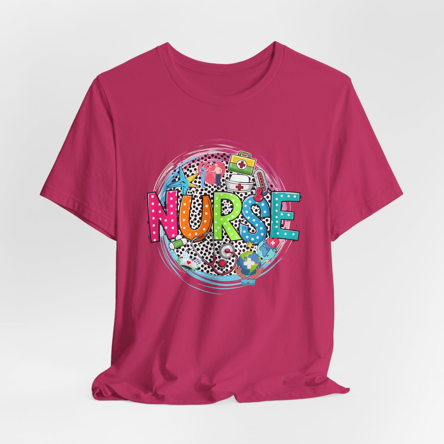 Colorful Nurse Short Sleeve Tee - Perfect Gift for Healthcare Professionals