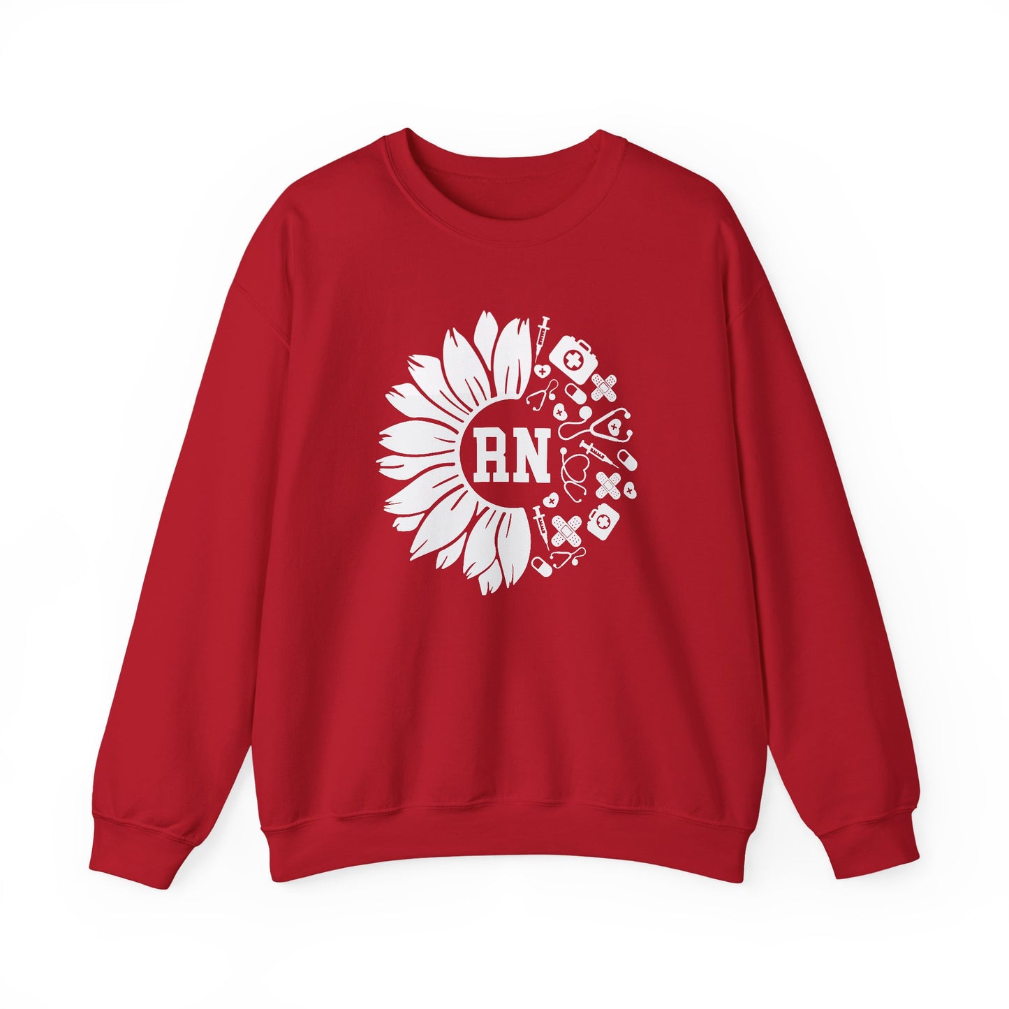 Floral RN Nurse Sweatshirt - Unisex Heavy Blend™ Crewneck