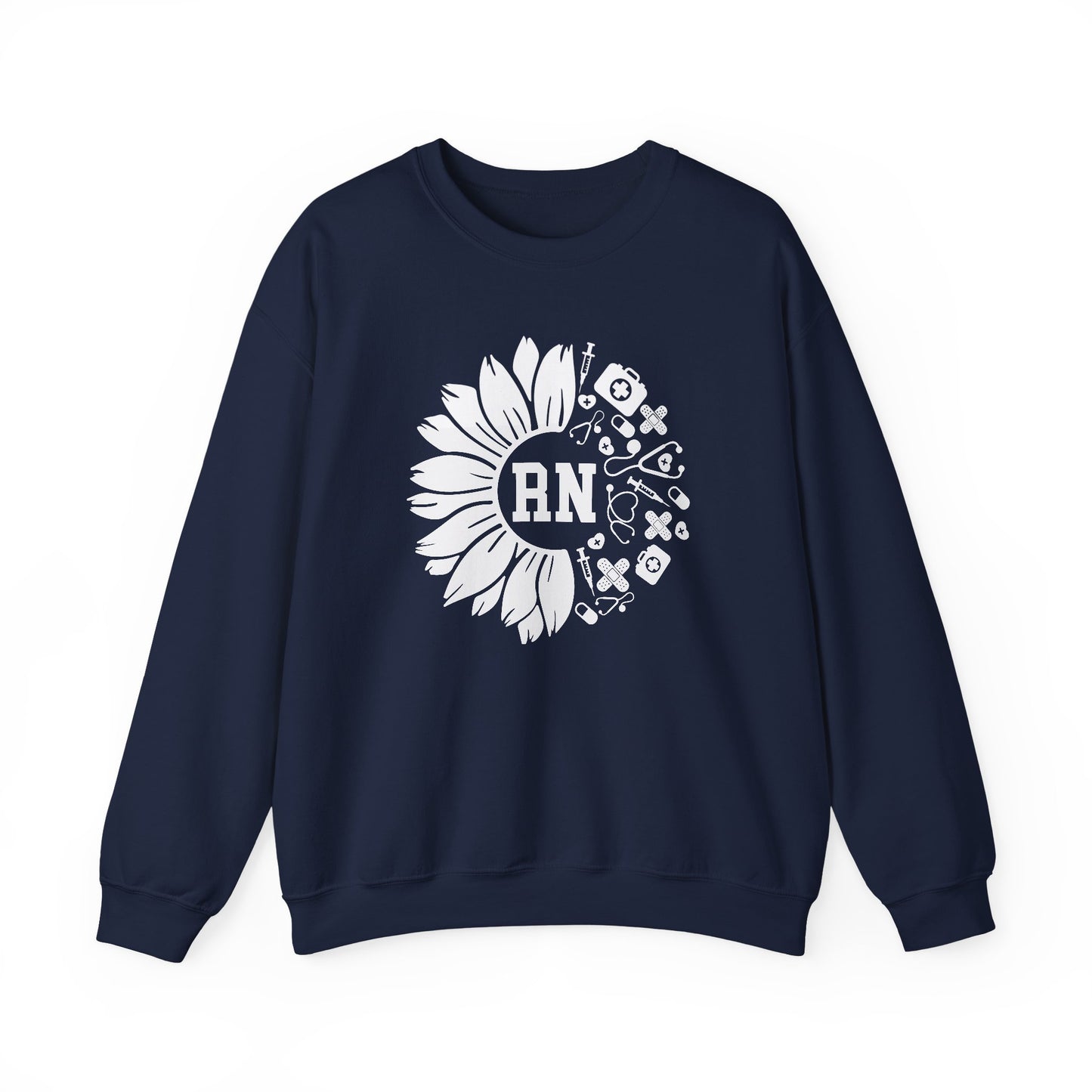 Floral RN Nurse Sweatshirt - Unisex Heavy Blend™ Crewneck