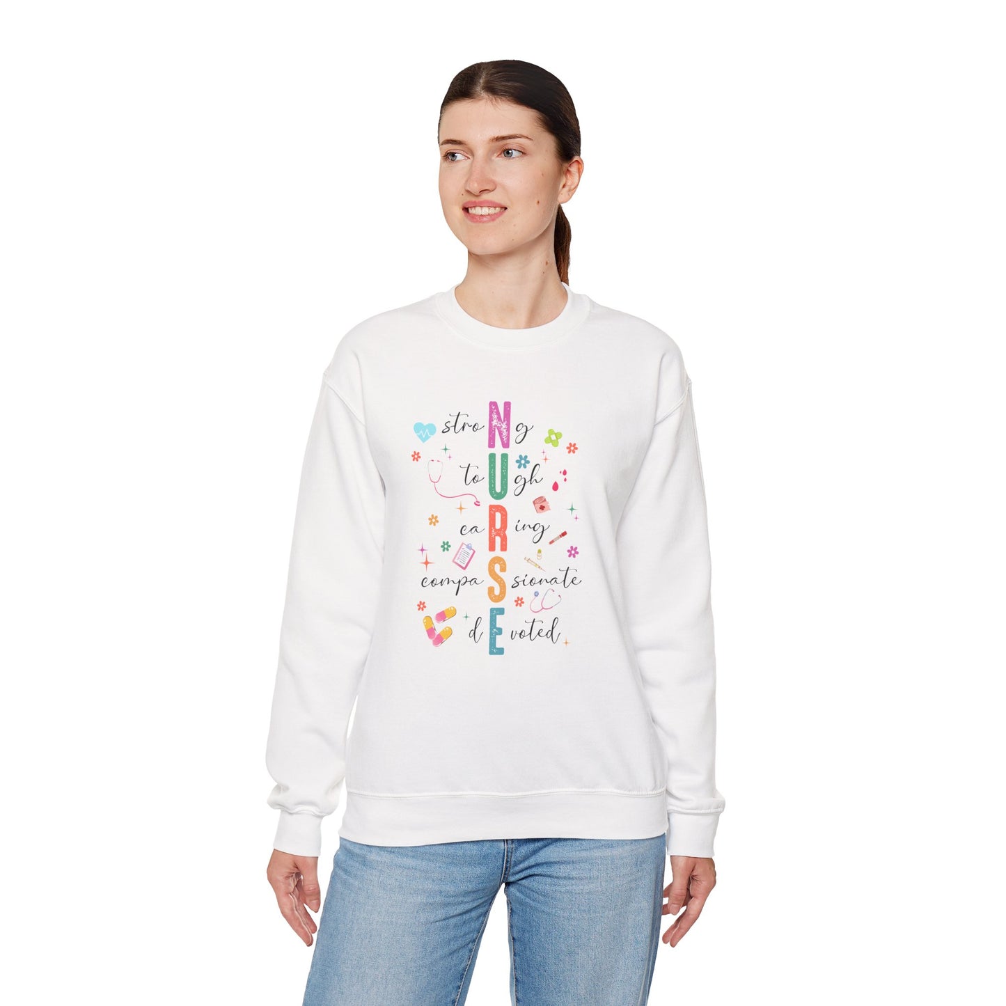 Colorful Nurse Appreciation Sweatshirt, Cozy Crewneck for Nurses, Nursing Gifts, Healthcare Worker Sweatshirt, Medical Apparel