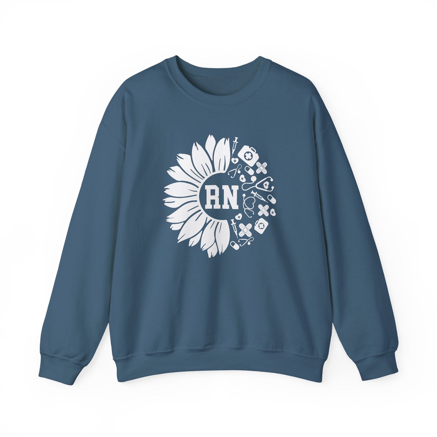Floral RN Nurse Sweatshirt - Unisex Heavy Blend™ Crewneck