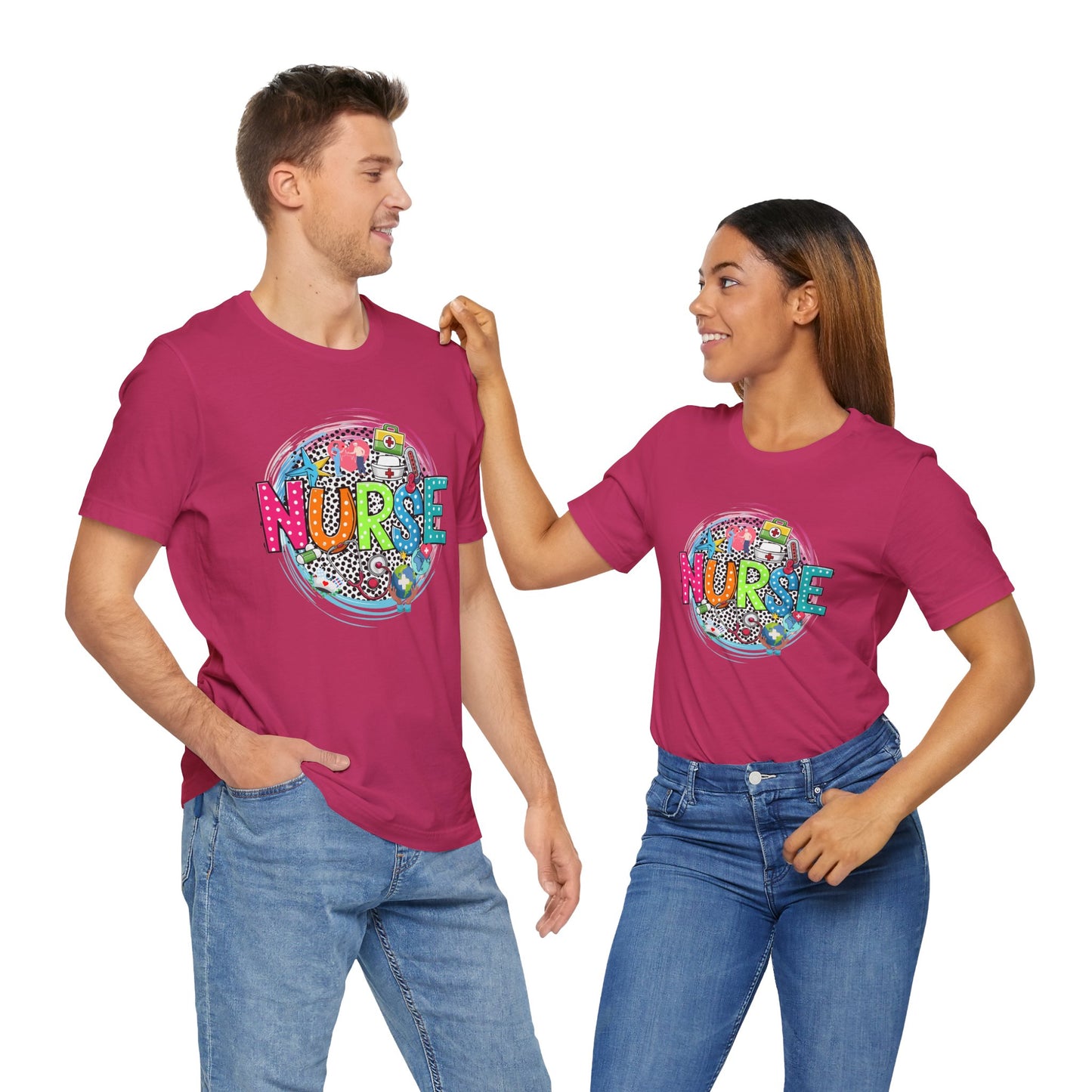 Colorful Nurse Short Sleeve Tee - Perfect Gift for Healthcare Professionals