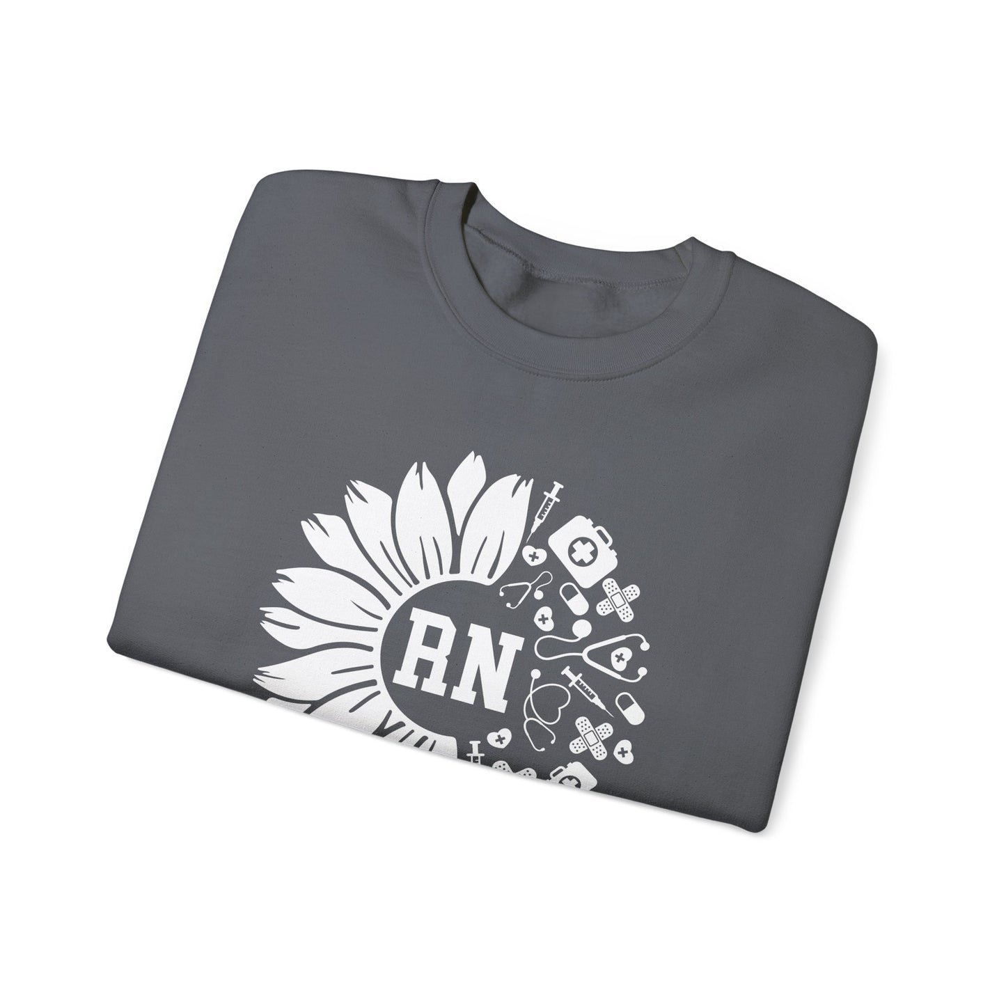 Floral RN Nurse Sweatshirt - Unisex Heavy Blend™ Crewneck