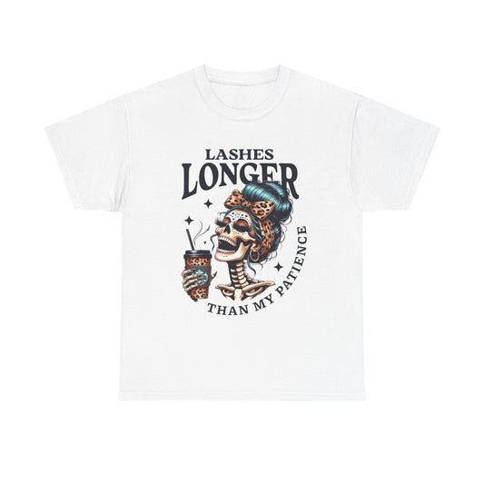 "Lashes Longer Then My Patience" Sarcastic Skeleton T-Shirt