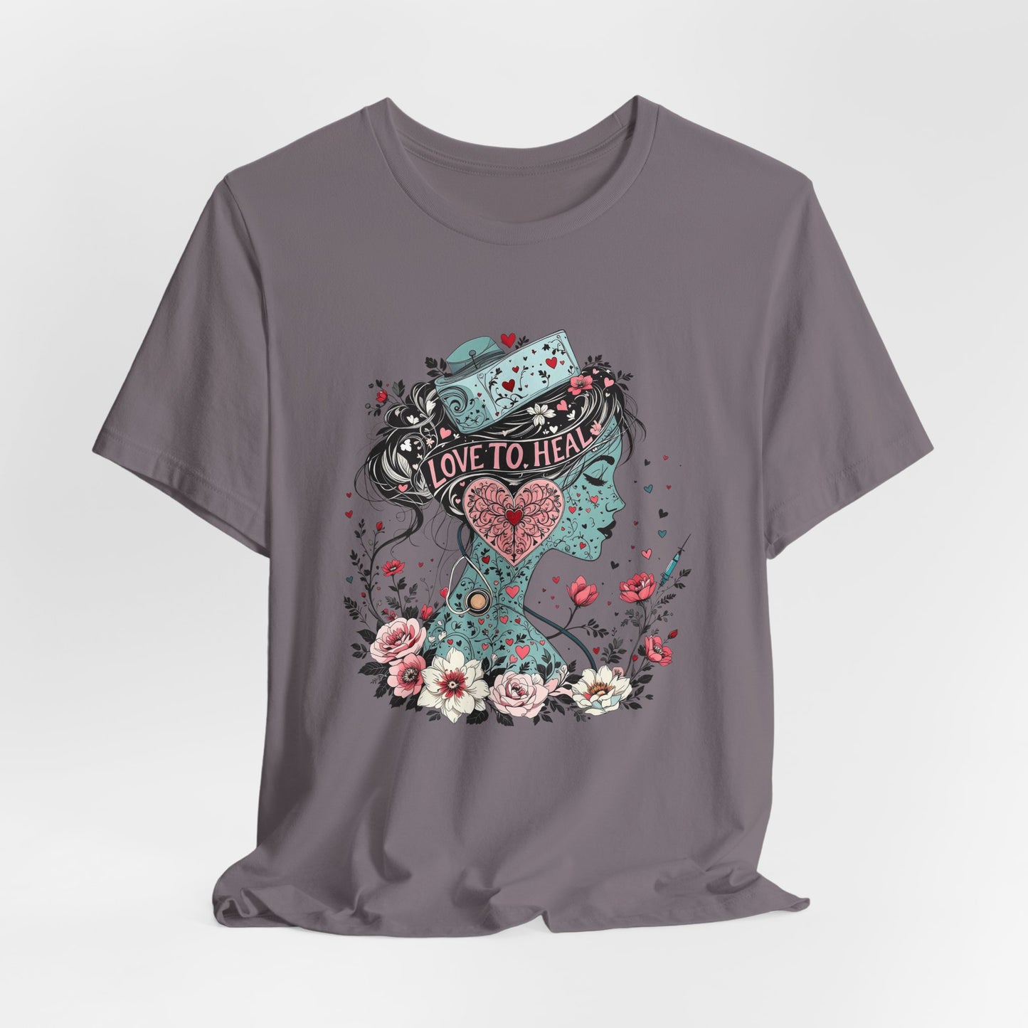 Graphic Healthcare Unisex Tee - Love to Heal Work Shirt