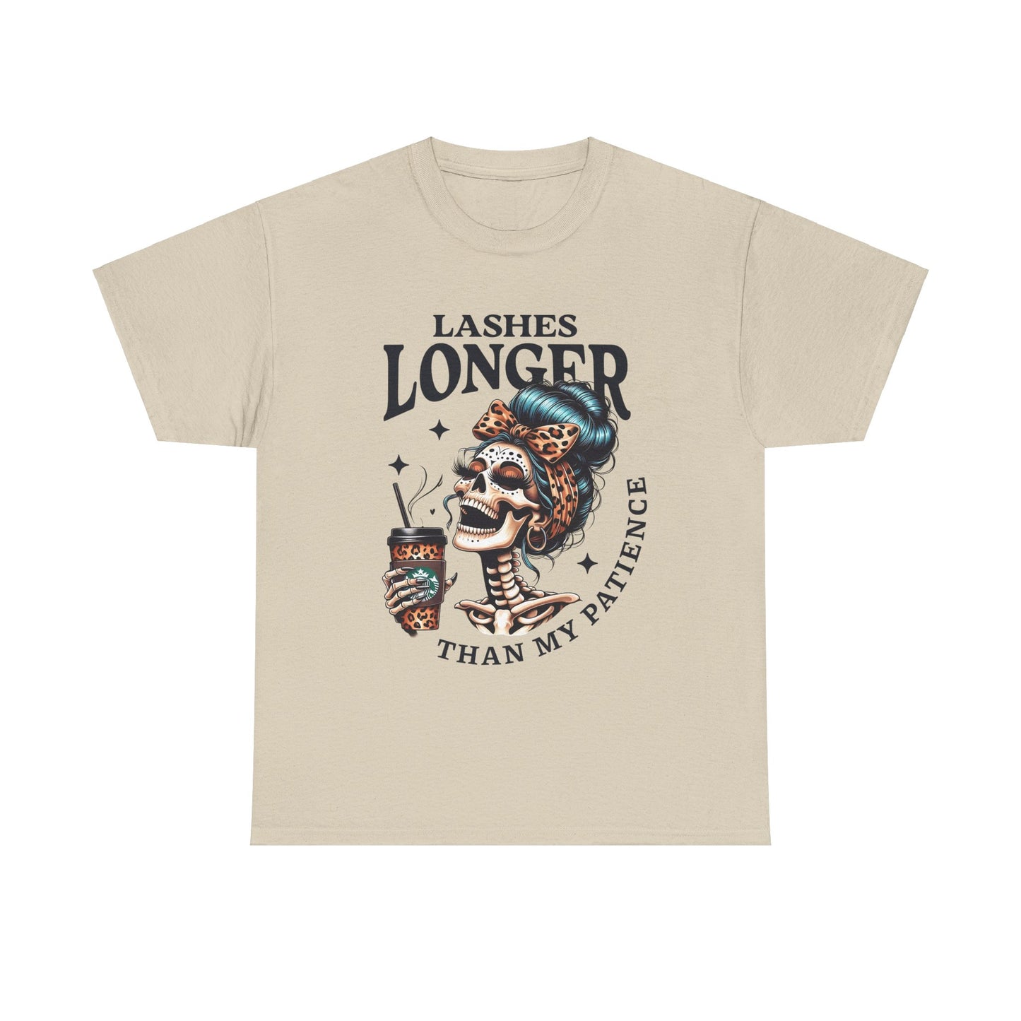 "Lashes Longer Then My Patience" Sarcastic Skeleton T-Shirt