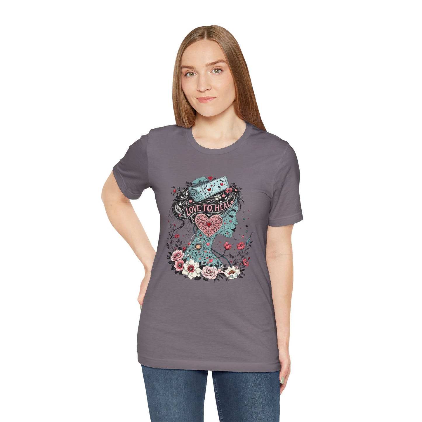Graphic Healthcare Unisex Tee - Love to Heal Work Shirt