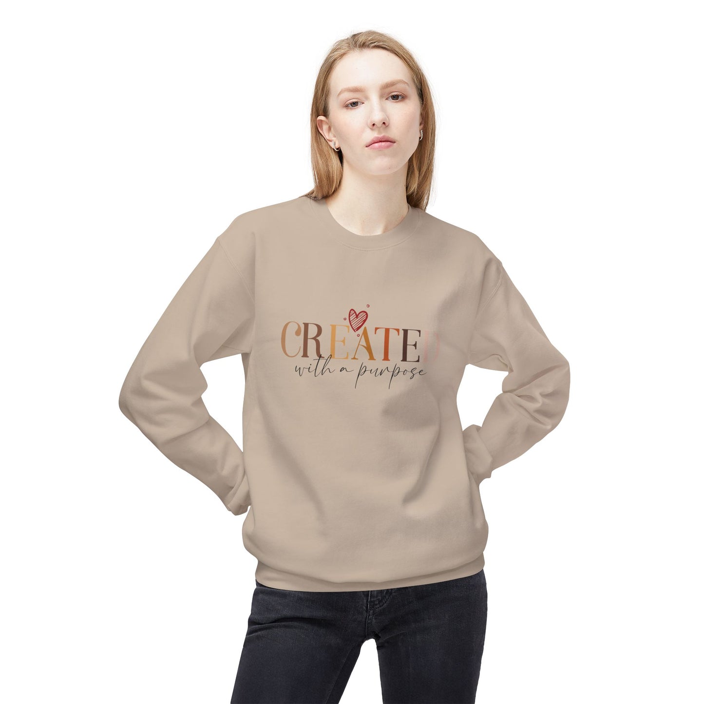 Created with a Purpose Unisex Fleece Sweatshirt - Love of Jesus Design