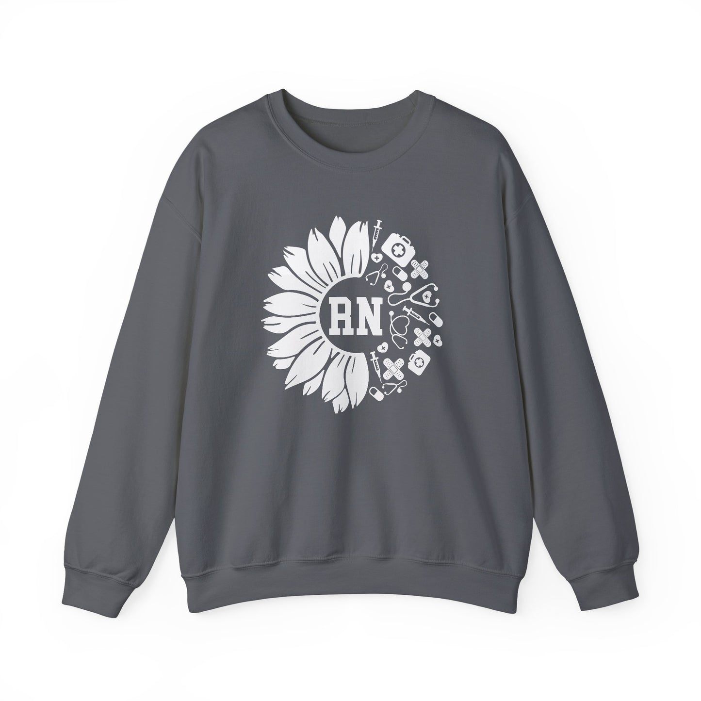 Floral RN Nurse Sweatshirt - Unisex Heavy Blend™ Crewneck