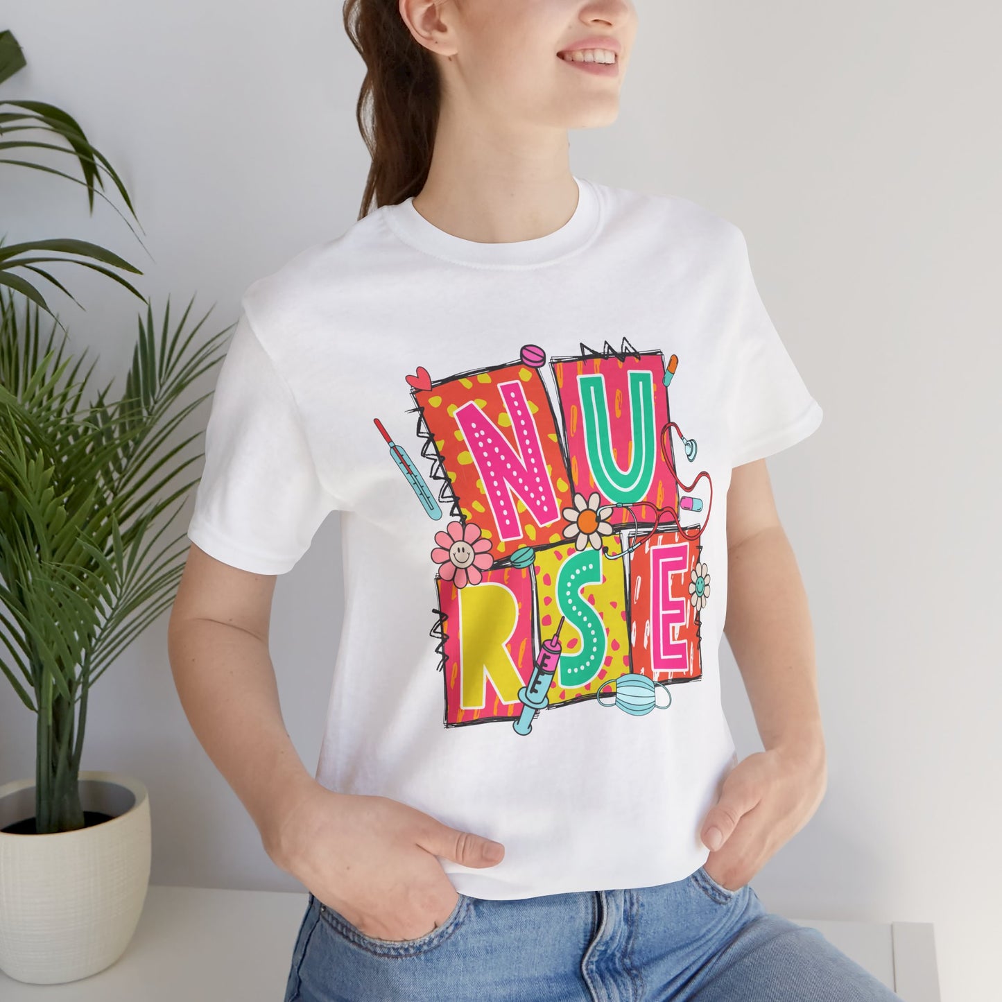 Colorful "NURSE" Graphic Unisex Jersey Tee - Perfect for Healthcare Heroes