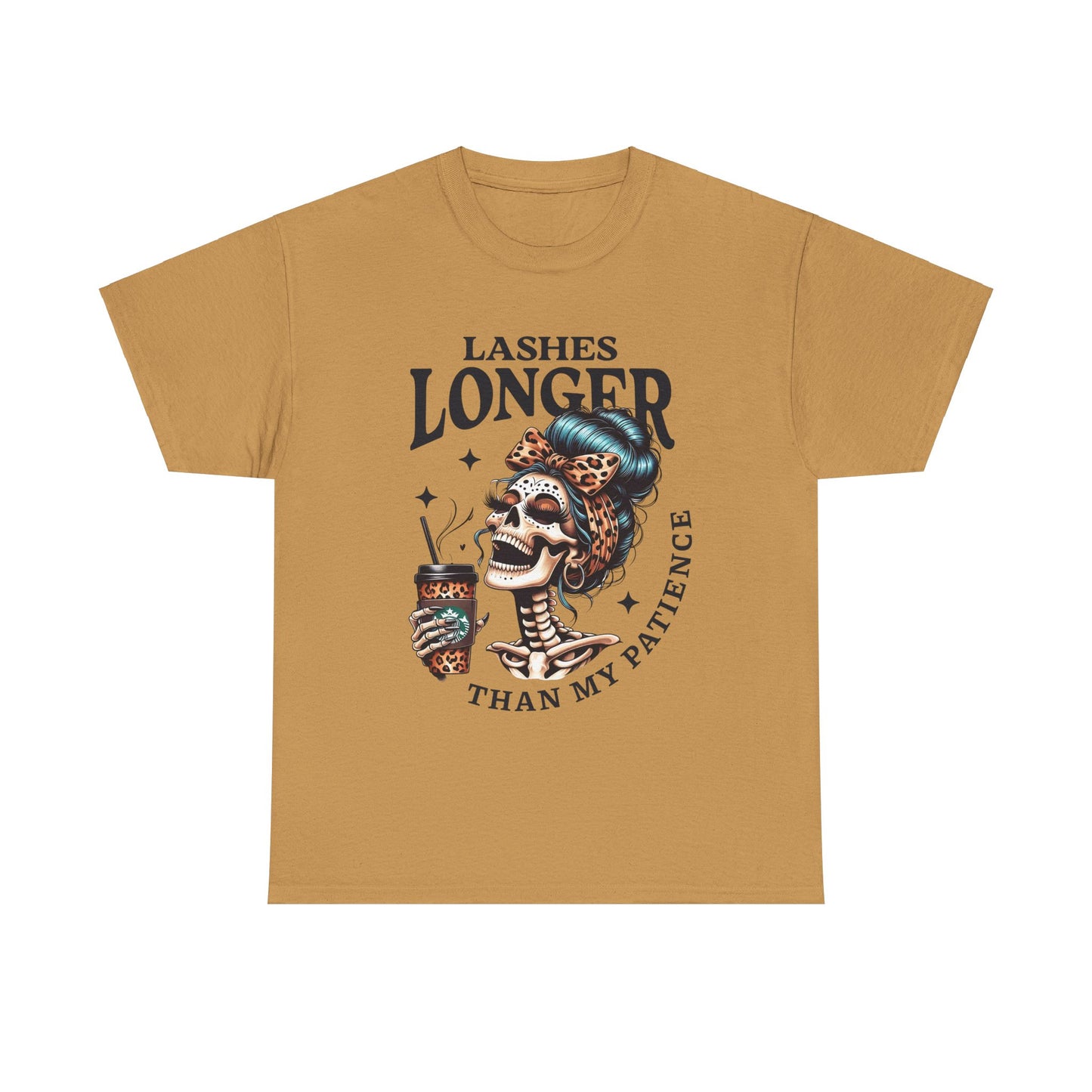 "Lashes Longer Then My Patience" Sarcastic Skeleton T-Shirt