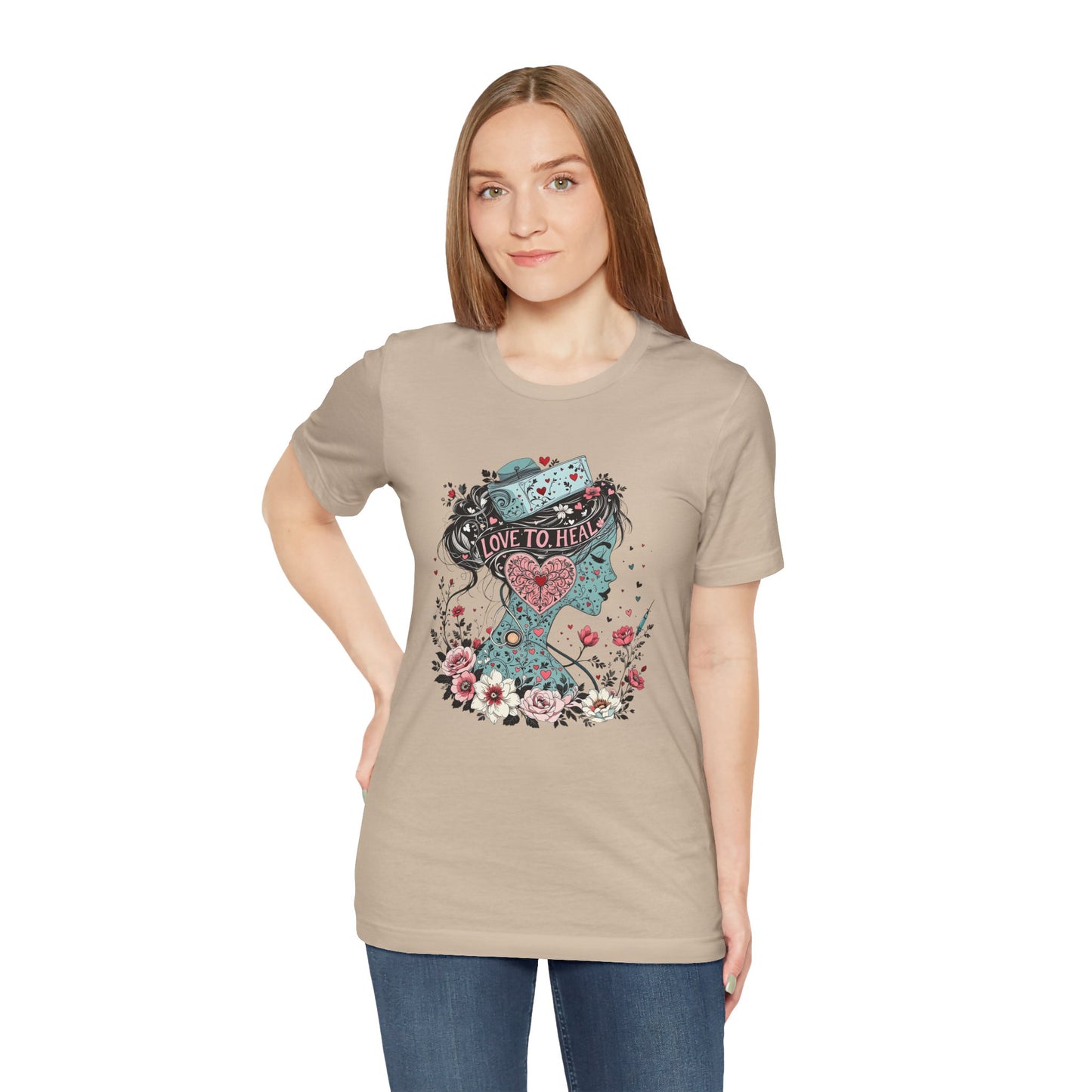 Graphic Healthcare Unisex Tee - Love to Heal Work Shirt