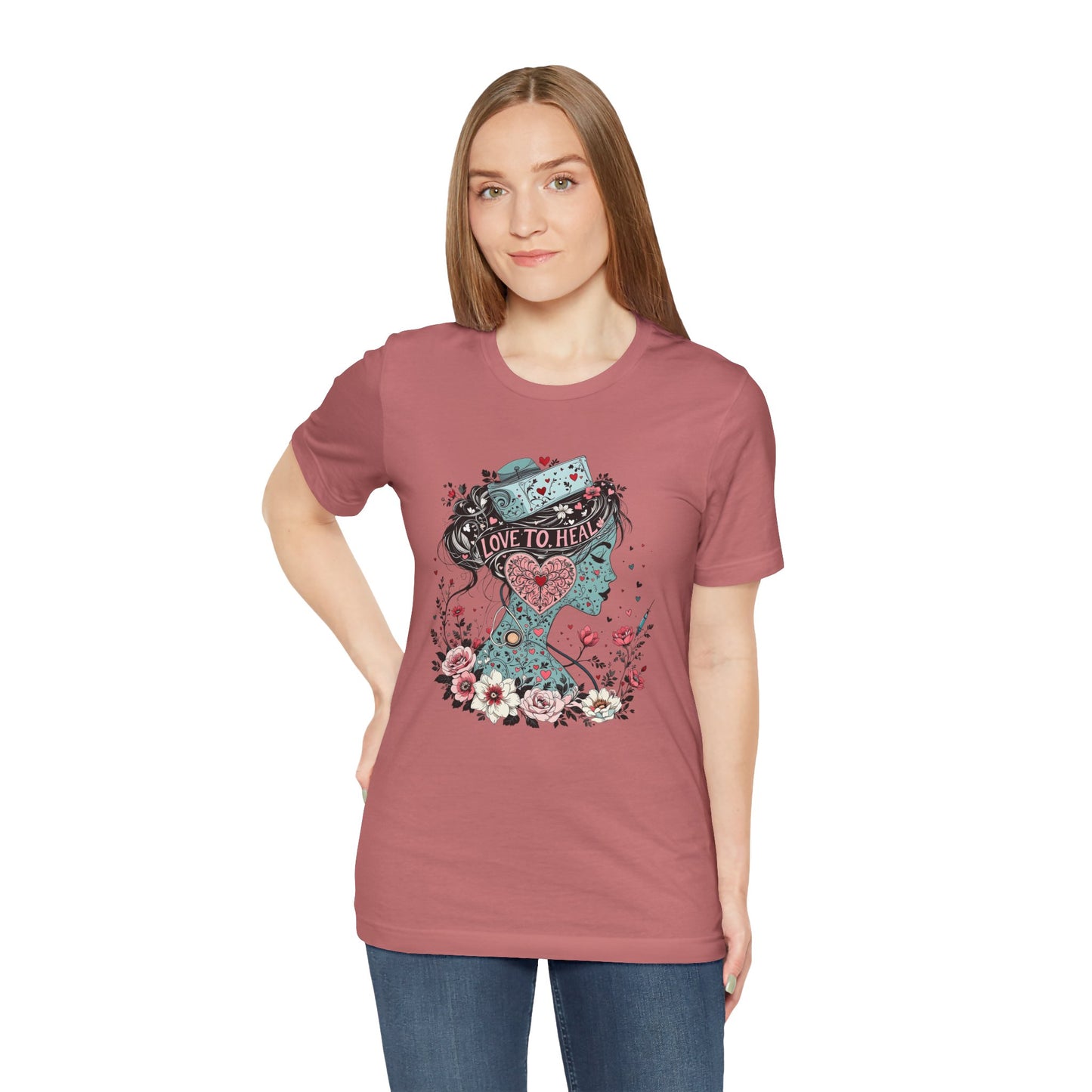 Graphic Healthcare Unisex Tee - Love to Heal Work Shirt