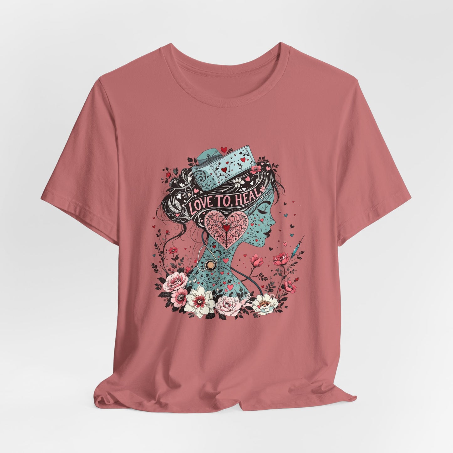 Graphic Healthcare Unisex Tee - Love to Heal Work Shirt