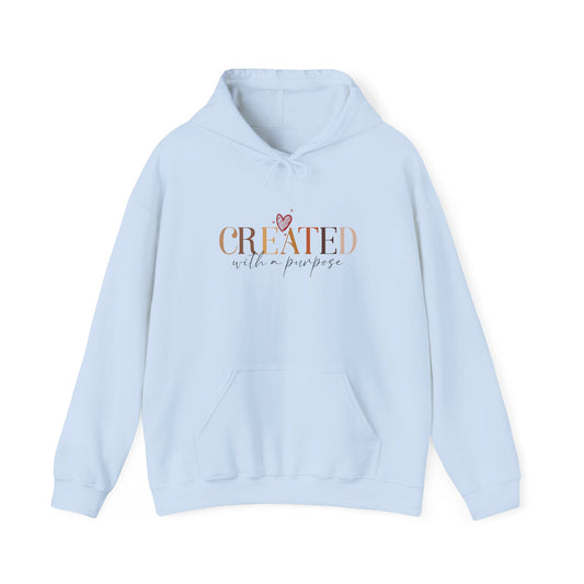 Inspirational Unisex Hooded Sweatshirt - "Created with a Purpose" & "Love of Jesus"
