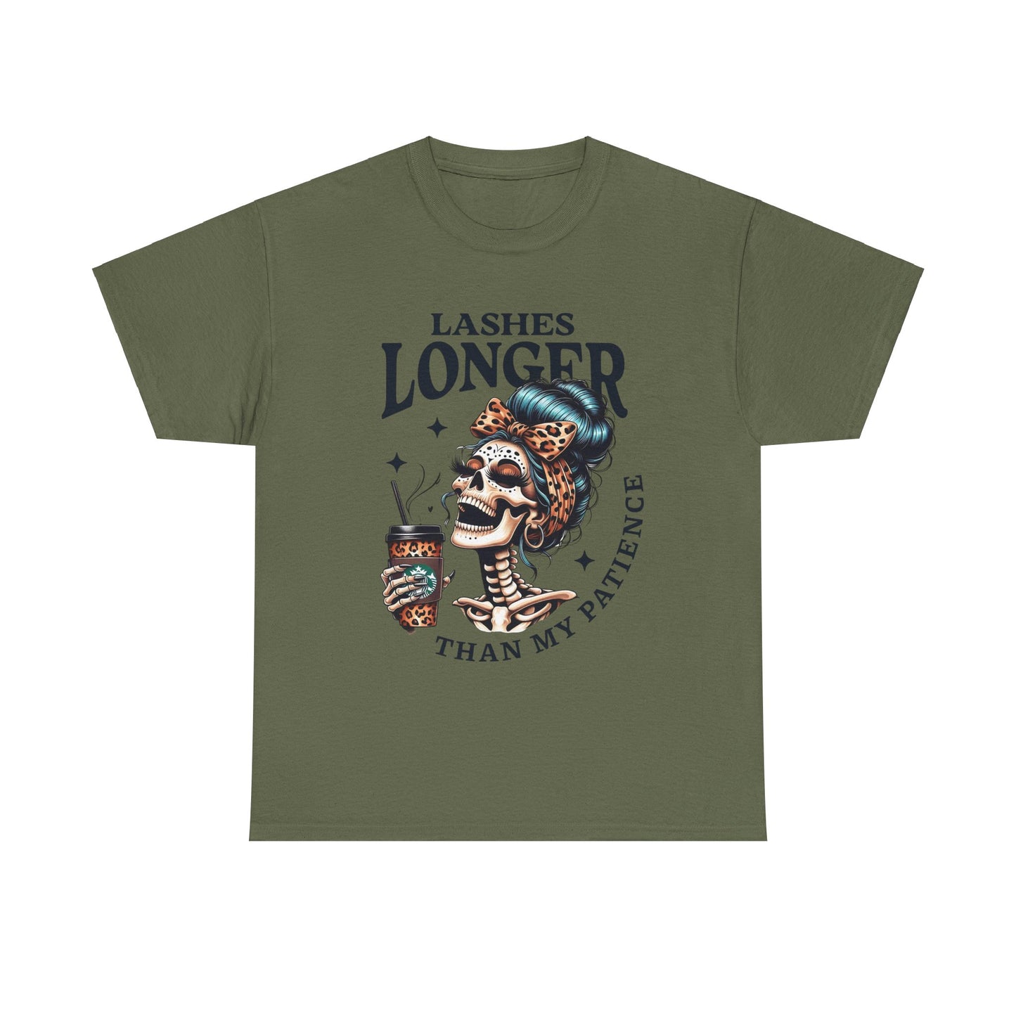 "Lashes Longer Then My Patience" Sarcastic Skeleton T-Shirt