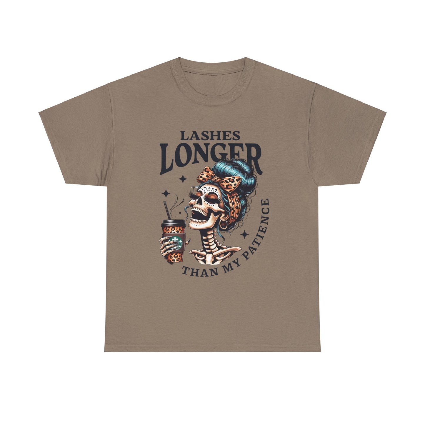 "Lashes Longer Then My Patience" Sarcastic Skeleton T-Shirt