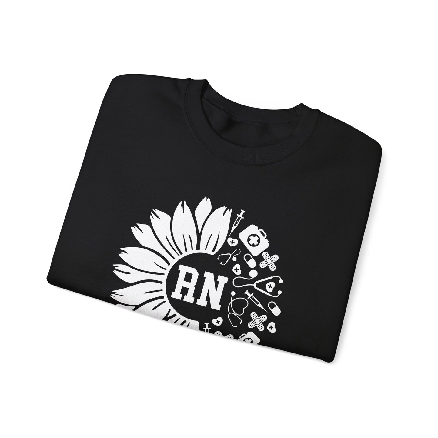 Floral RN Nurse Sweatshirt - Unisex Heavy Blend™ Crewneck