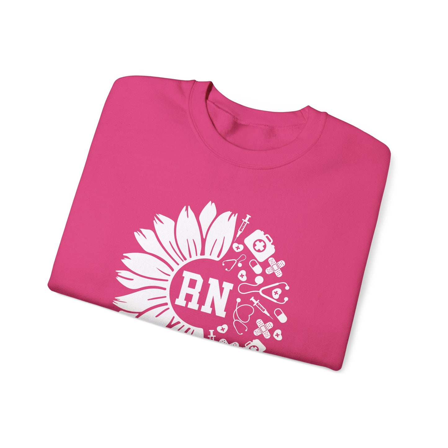 Floral RN Nurse Sweatshirt - Unisex Heavy Blend™ Crewneck
