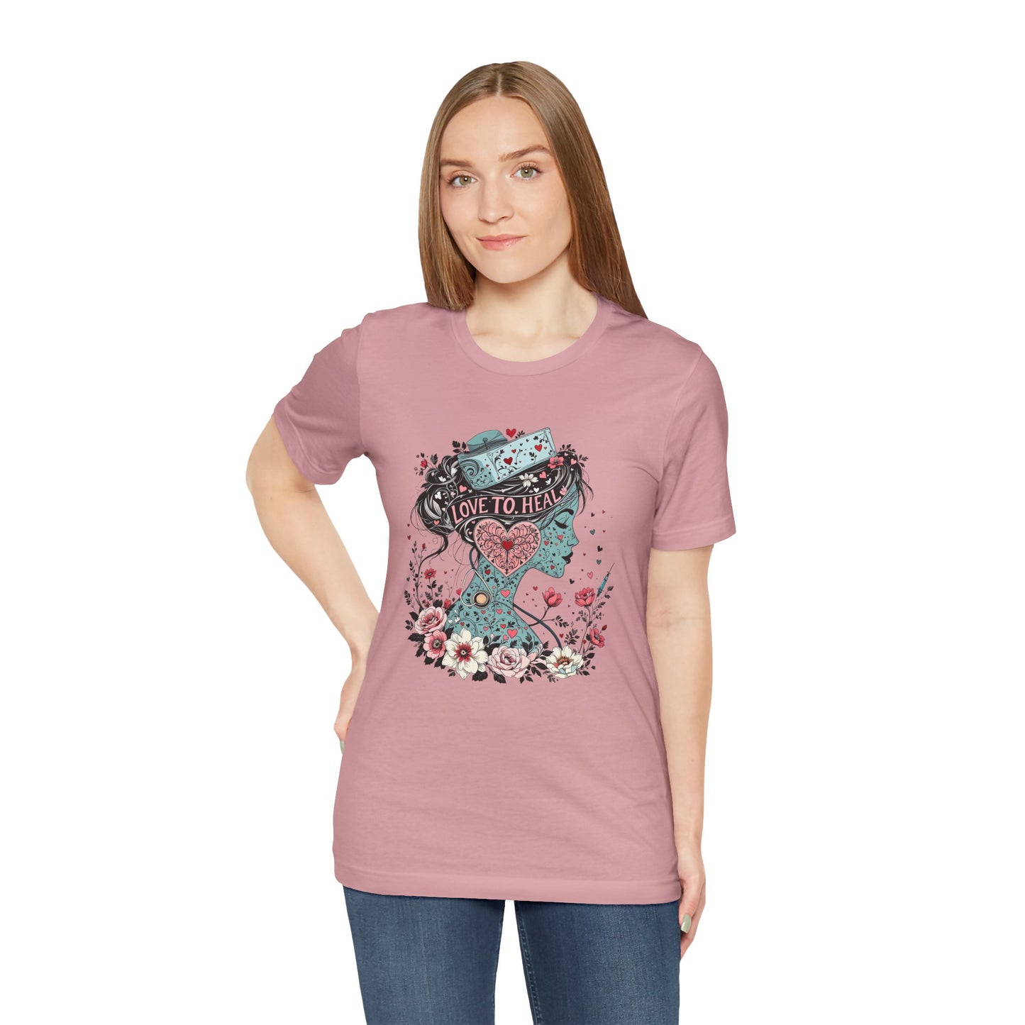 Graphic Healthcare Unisex Tee - Love to Heal Work Shirt
