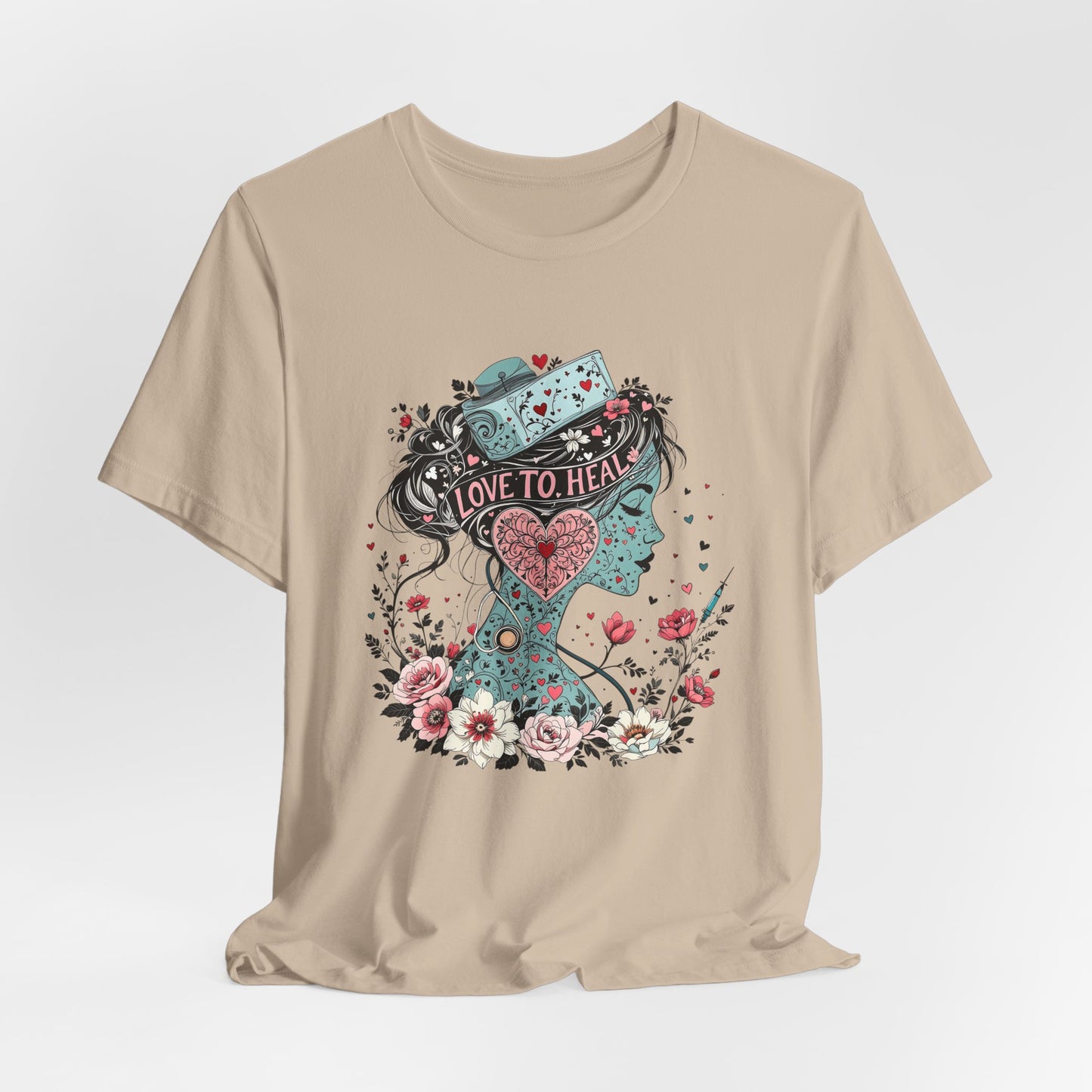 Graphic Healthcare Unisex Tee - Love to Heal Work Shirt