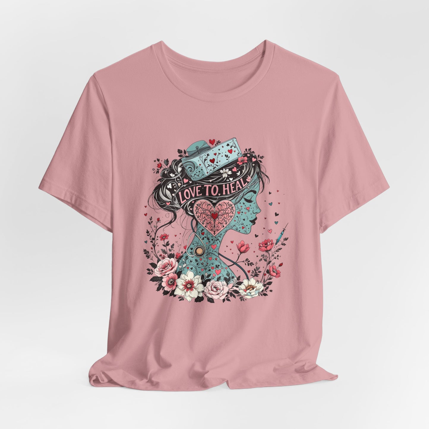 Graphic Healthcare Unisex Tee - Love to Heal Work Shirt