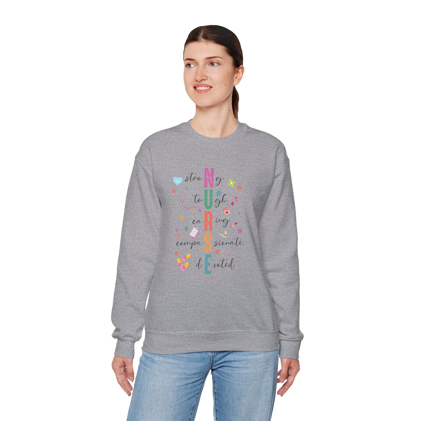 Colorful Nurse Appreciation Sweatshirt, Cozy Crewneck for Nurses, Nursing Gifts, Healthcare Worker Sweatshirt, Medical Apparel