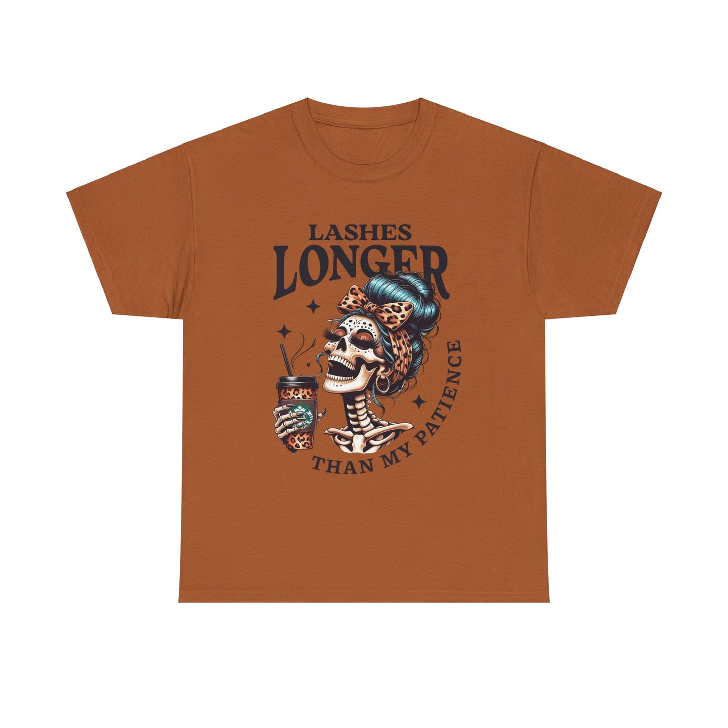 "Lashes Longer Then My Patience" Sarcastic Skeleton T-Shirt